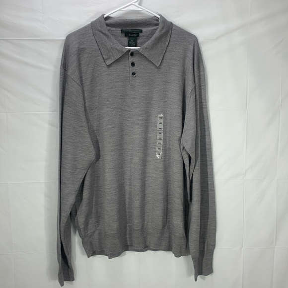 Marshall Field’s Heathered Gray Merino Wool Collared Sweater Size XXL - Picture 1 of 12